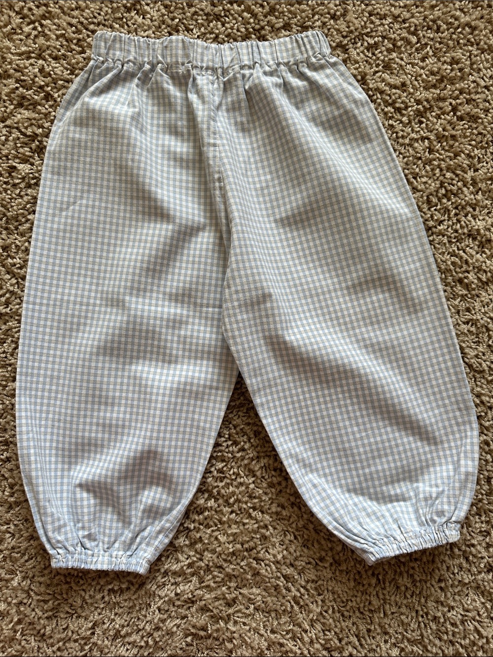 Kids Blue Gingham Elastic Waist Bottoms